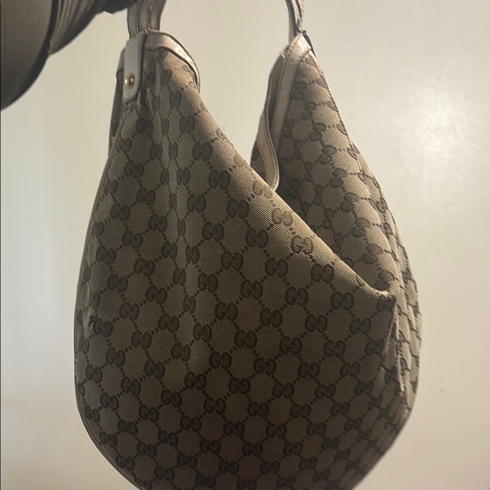 Gucci Brown Hobo Bag with Iconic GG Canvas